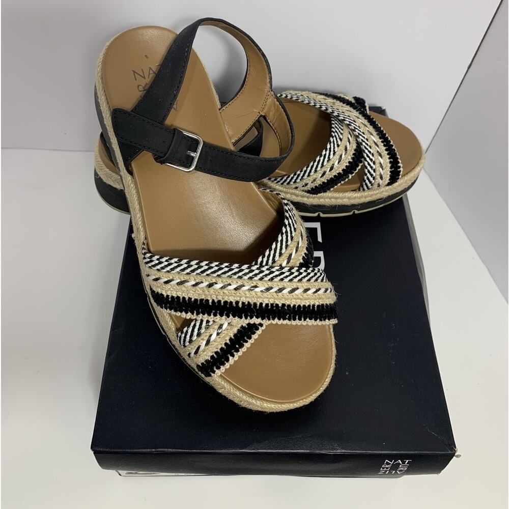 Naturalizer Delaney 2 Sandal Black Platform Ankle Strap Size 8.5M Used in Box